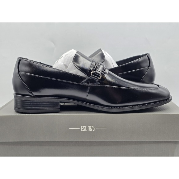 Men's Stacy Adams Aberdeen Moc Toe Saddle Slip On Dressy Shoes Black Sz 9 W Wide - Picture 10 of 14